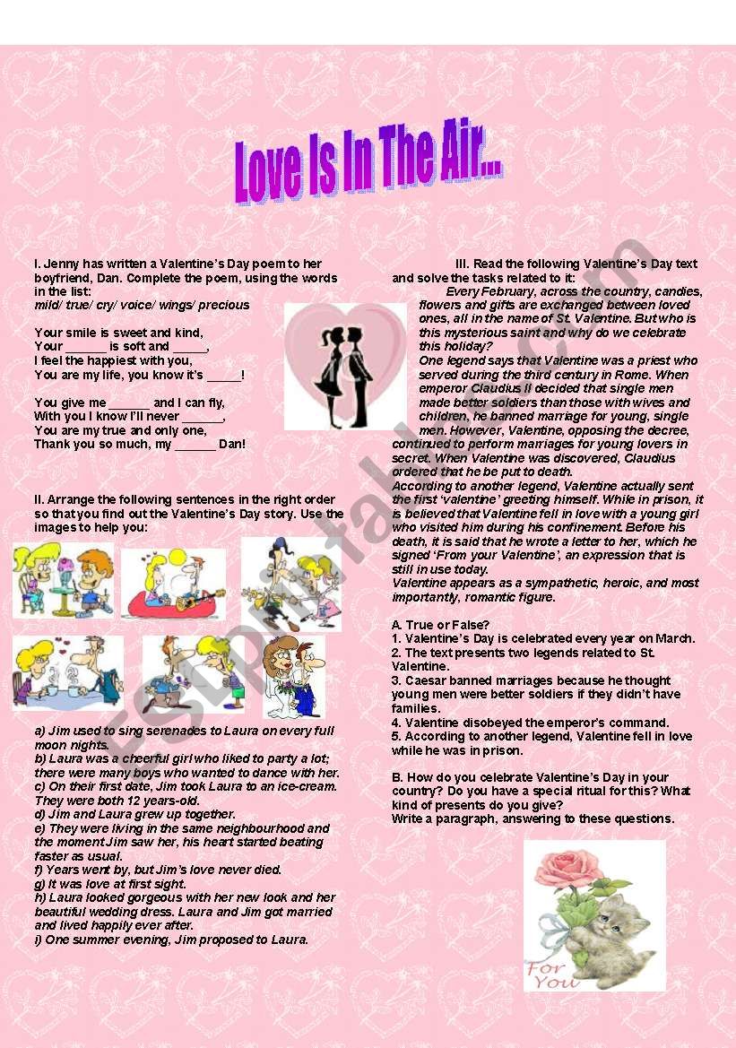 Love Is In The Air... worksheet