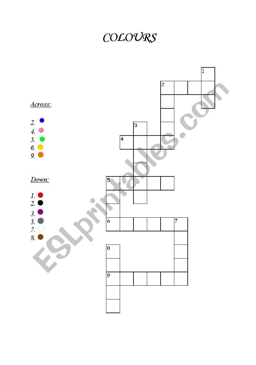 Colours worksheet