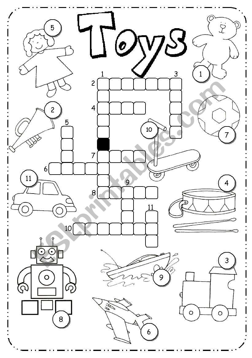 Toys crossword worksheet