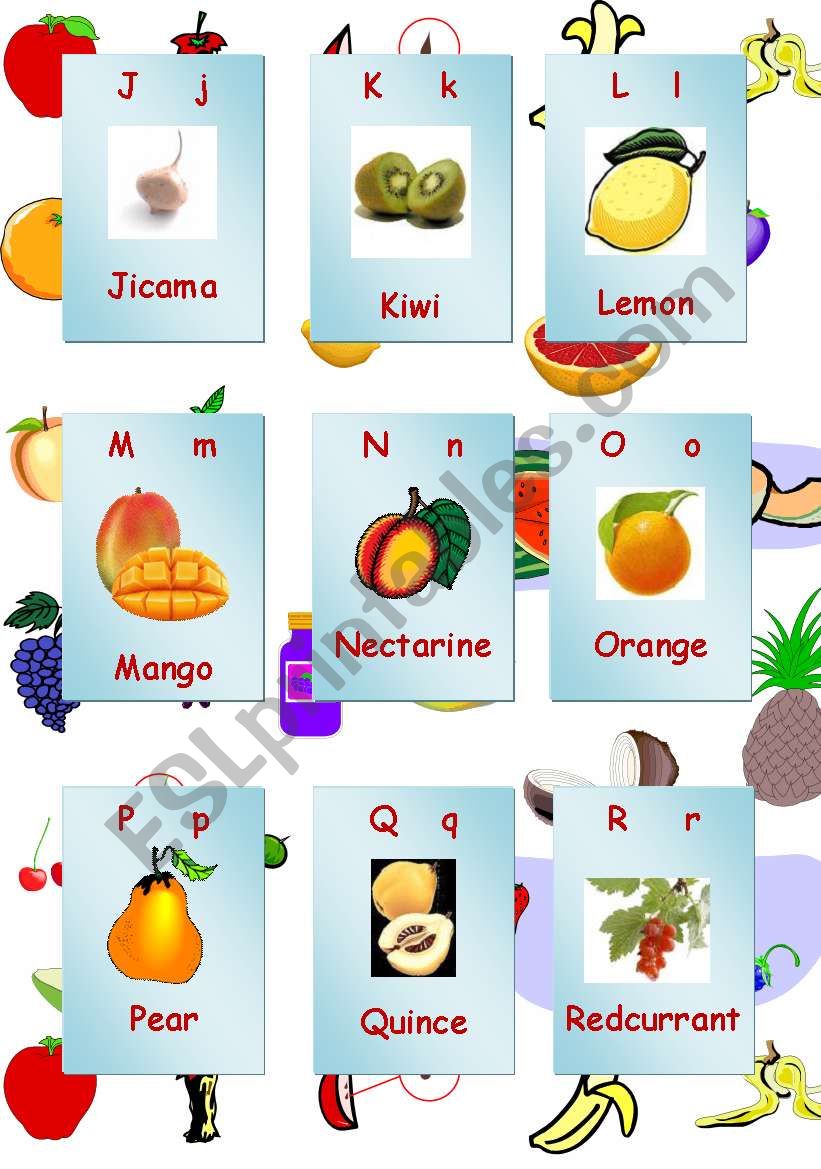 fruit and vegetables alphabet part 2 of 3