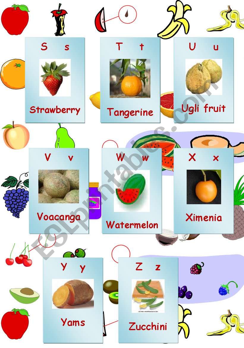 fruit and vegetables alphabet part 3 of 3