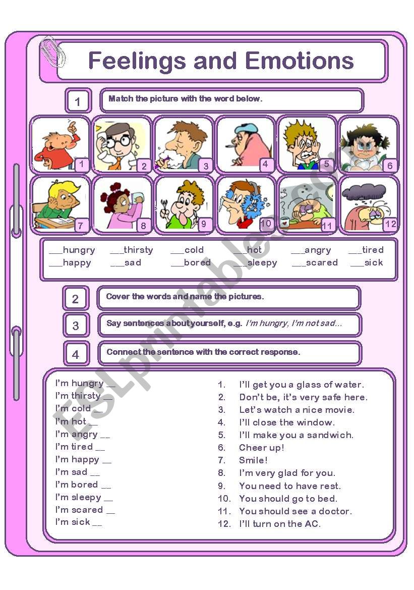 Feelings and emotions worksheet