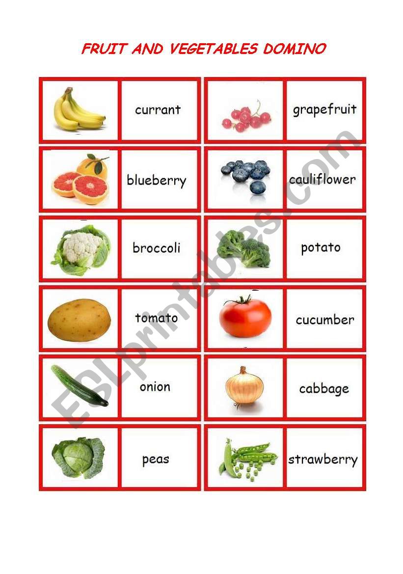 Fruit & Vegetables Domino worksheet
