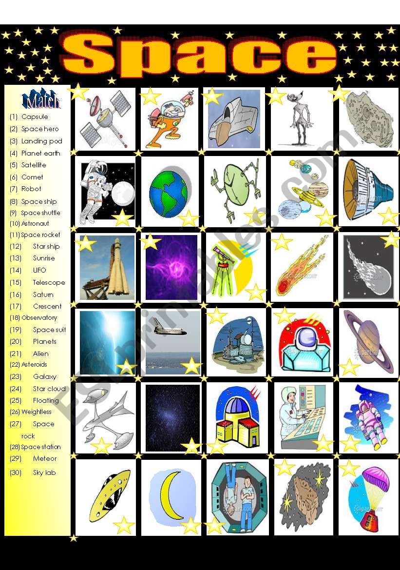 space worksheet esl