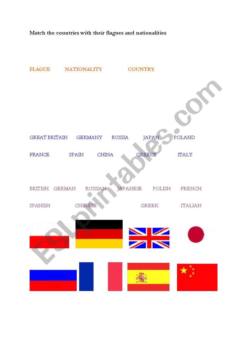 COUNTRIES&NATIONALITIES worksheet