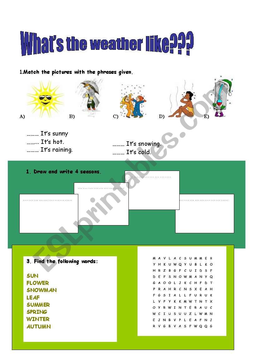 Seasons and weather worksheet