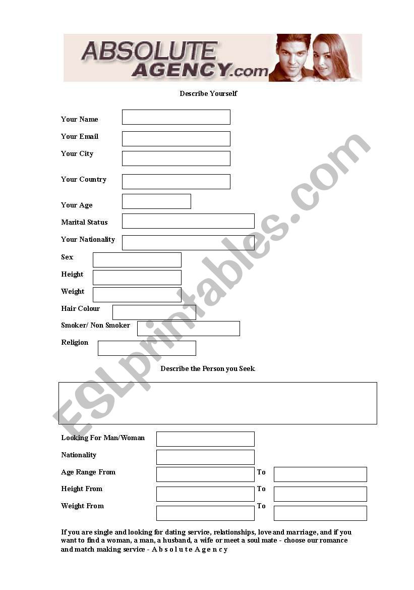 Dating worksheet