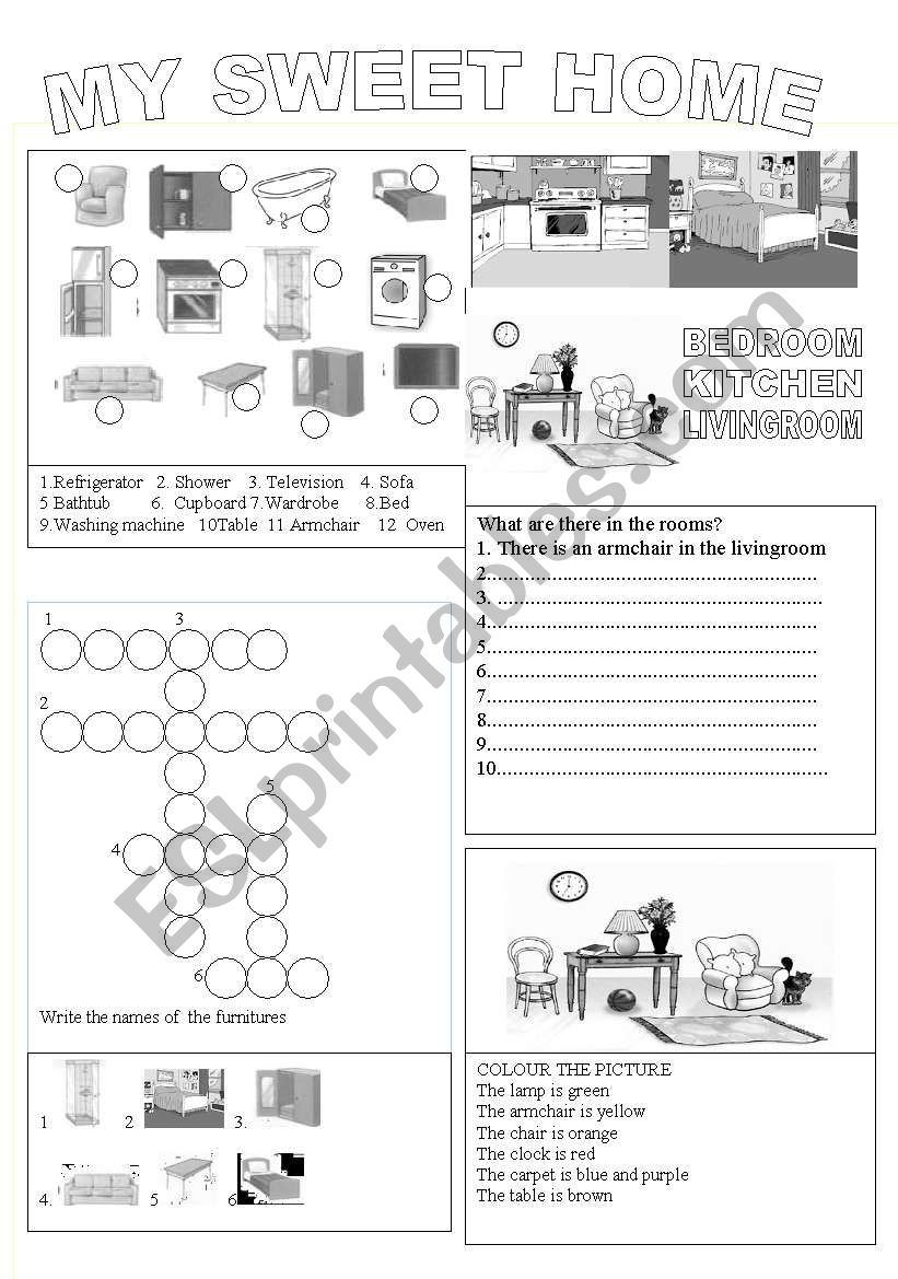 furniture worksheet