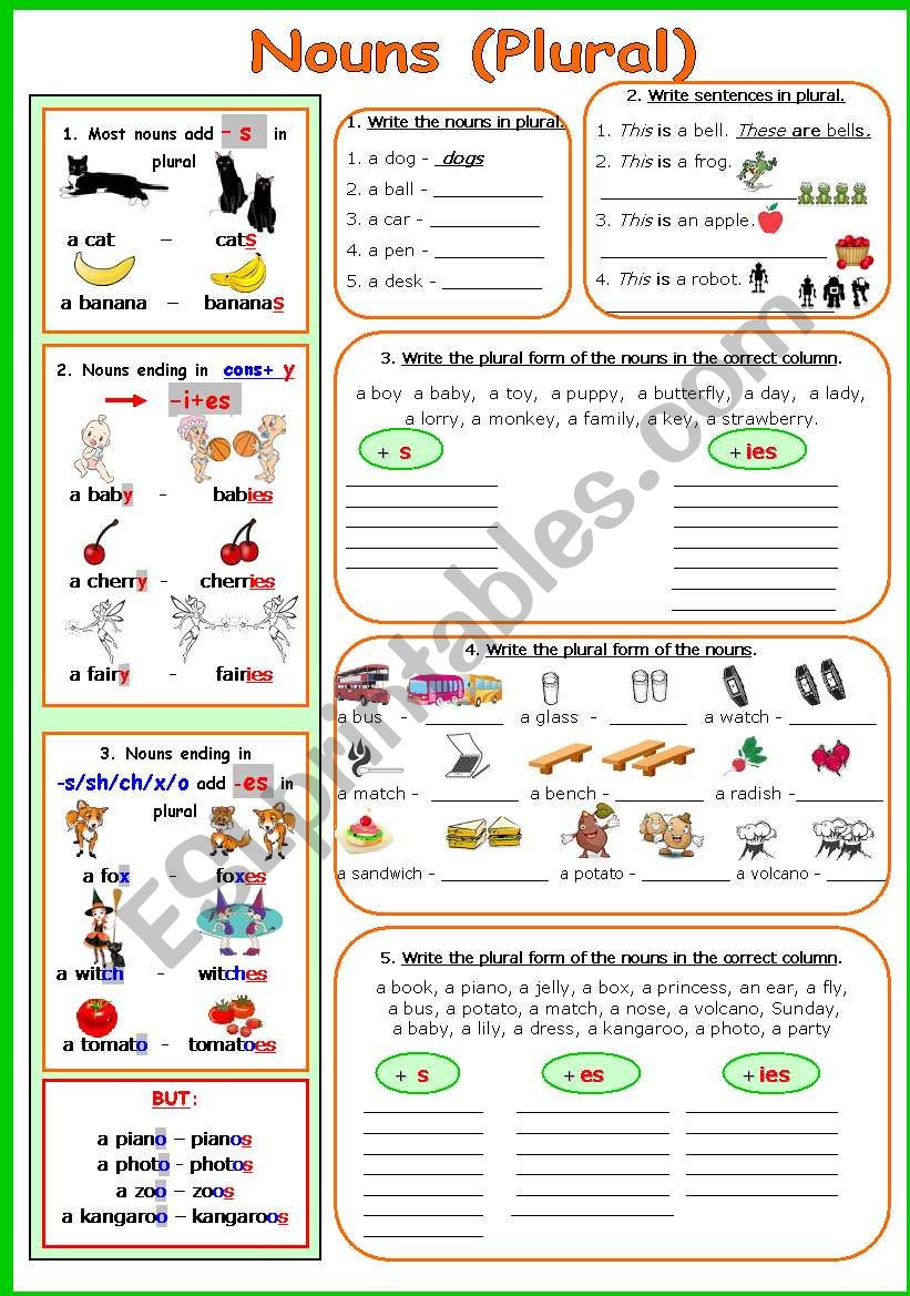 NOUNS (PLURAL) worksheet