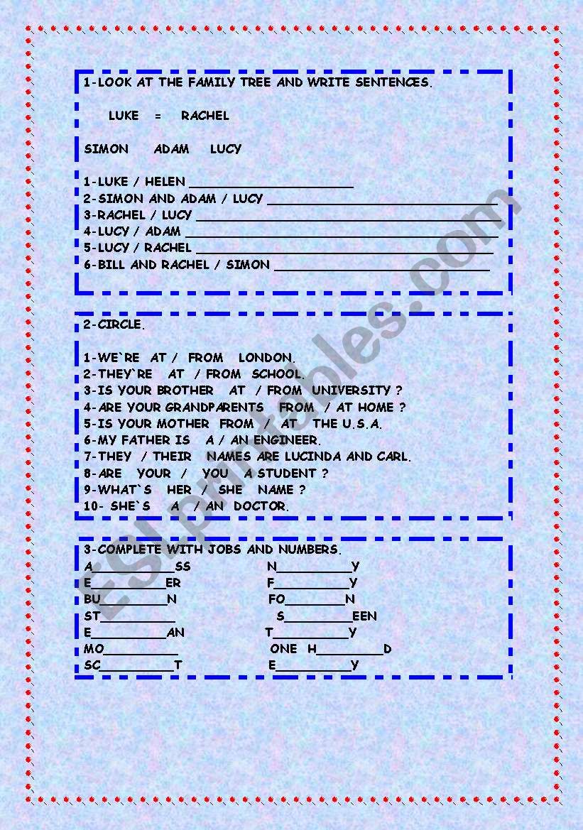 CONSOLIDATION worksheet