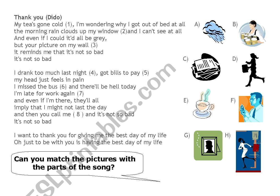 Songs worksheet