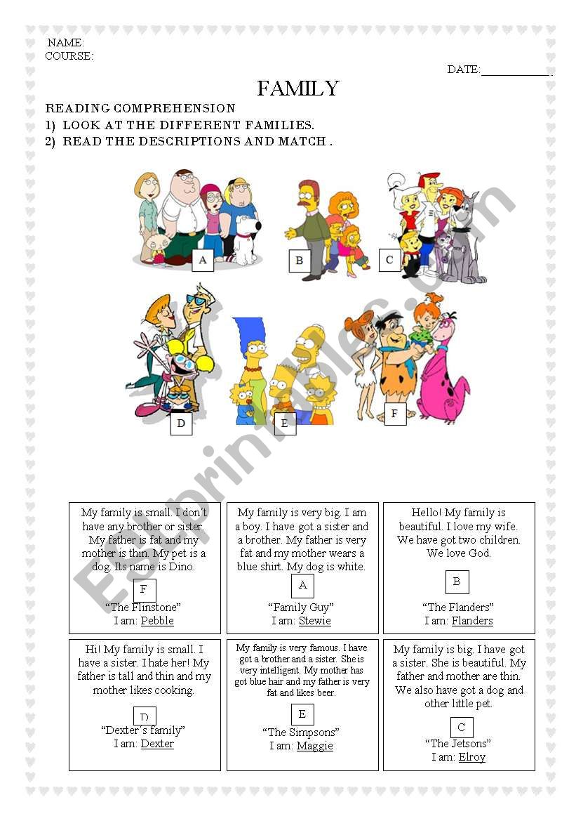 Family- KEY worksheet