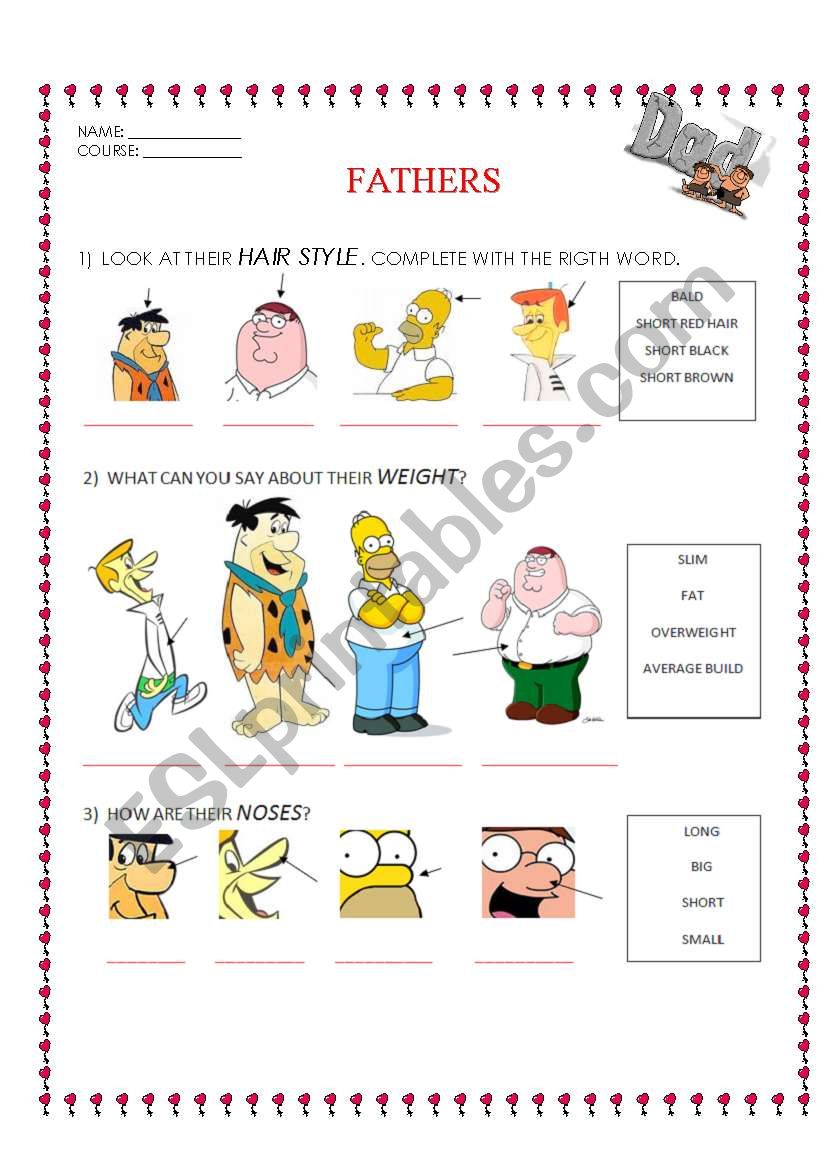 FATHERS worksheet