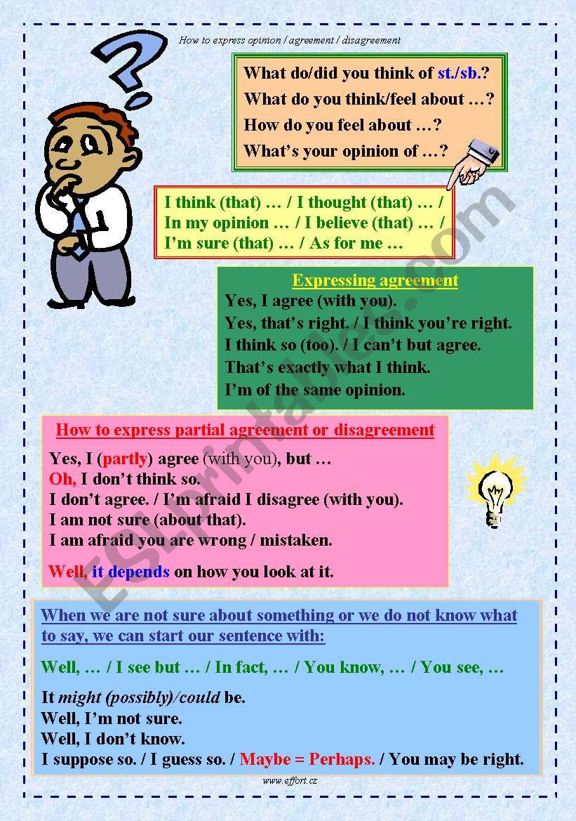 Expressing opinion, agreement or disagreement - OLD version