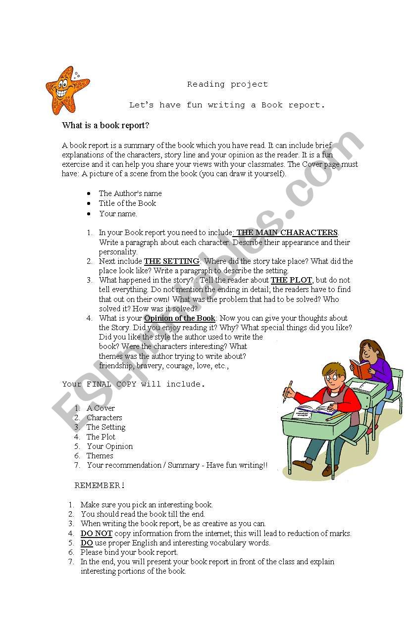 How to write a book report? worksheet