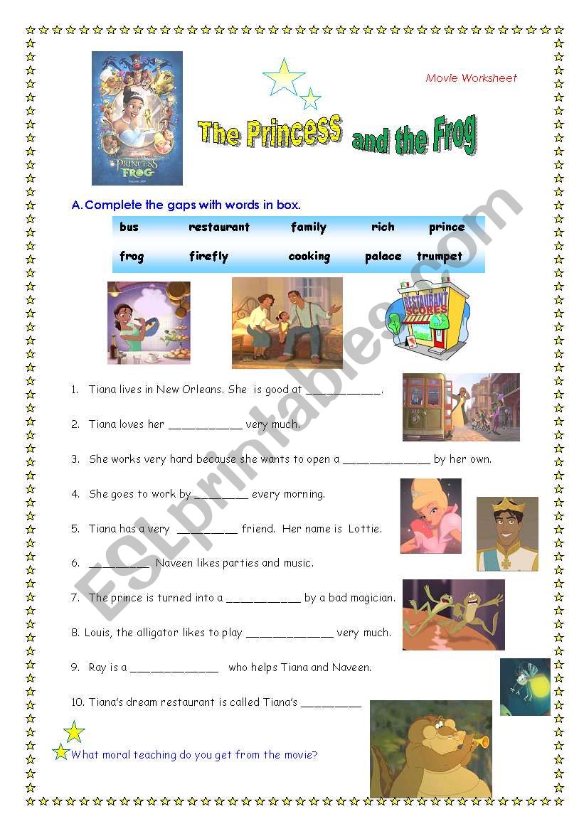 The Princess and the Frog  worksheet