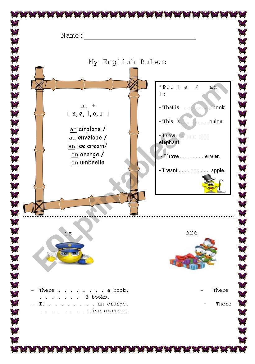 a/ an worksheet worksheet