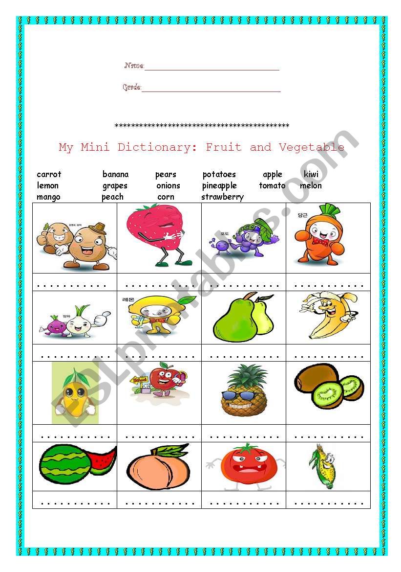  Fruit & Vegetables  worksheet