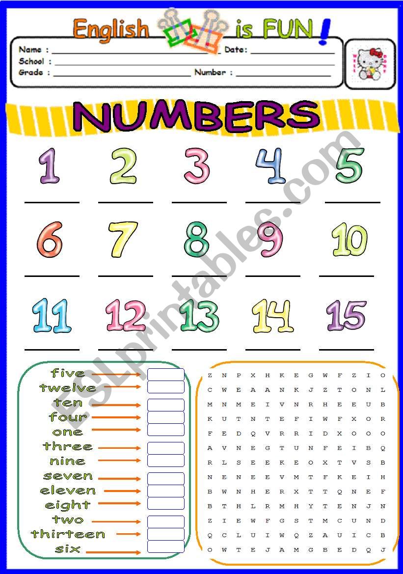 NUMBERS worksheet