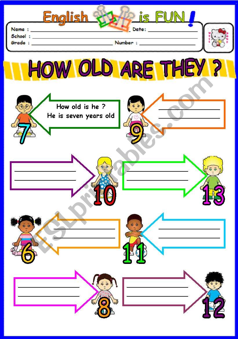 HOW OLD ARE THEY? worksheet