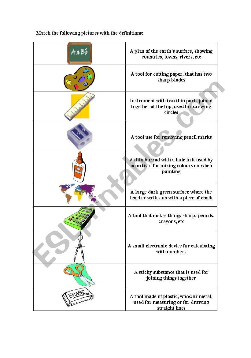 education-definitions worksheet