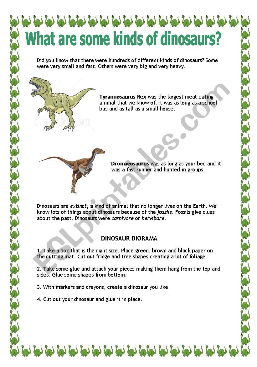 dinosaurs worksheet