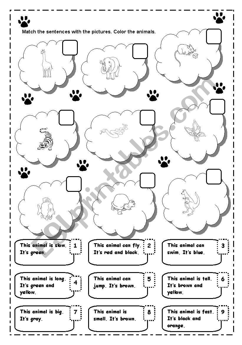 MATCHING ANIMALS worksheet