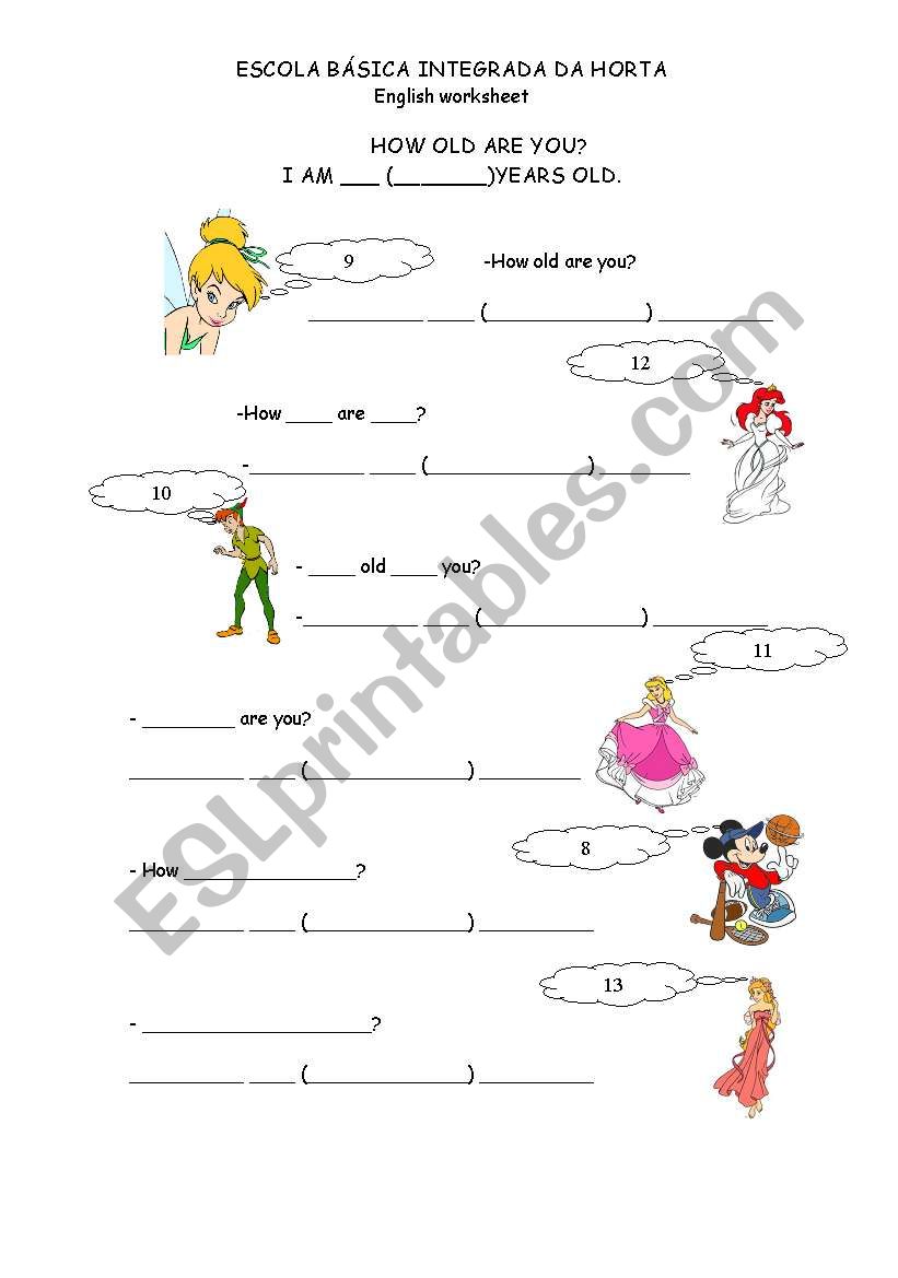 how old are you? worksheet