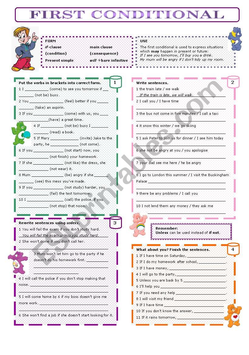 first conditonal (with key) worksheet