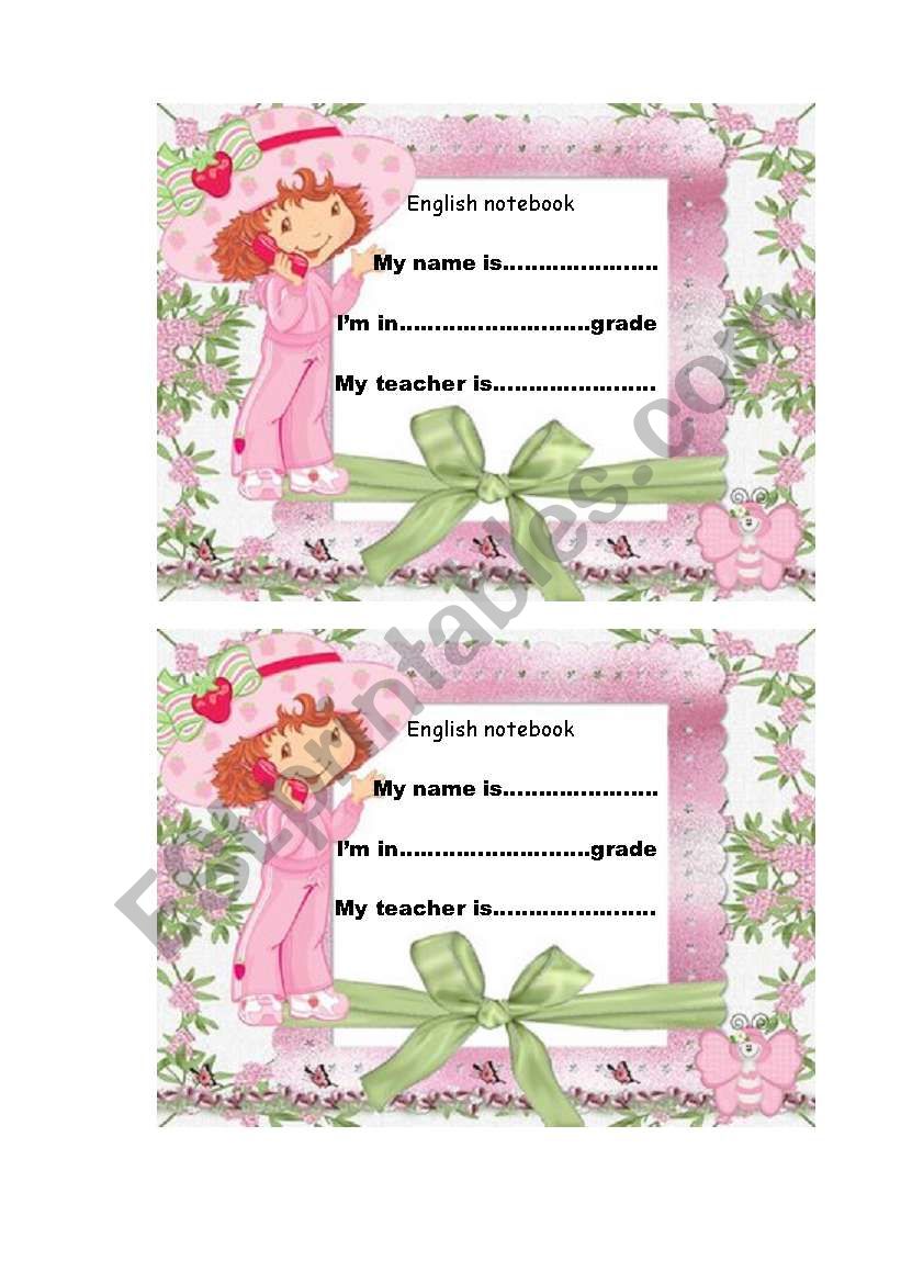 NOTEBOOK COVER worksheet