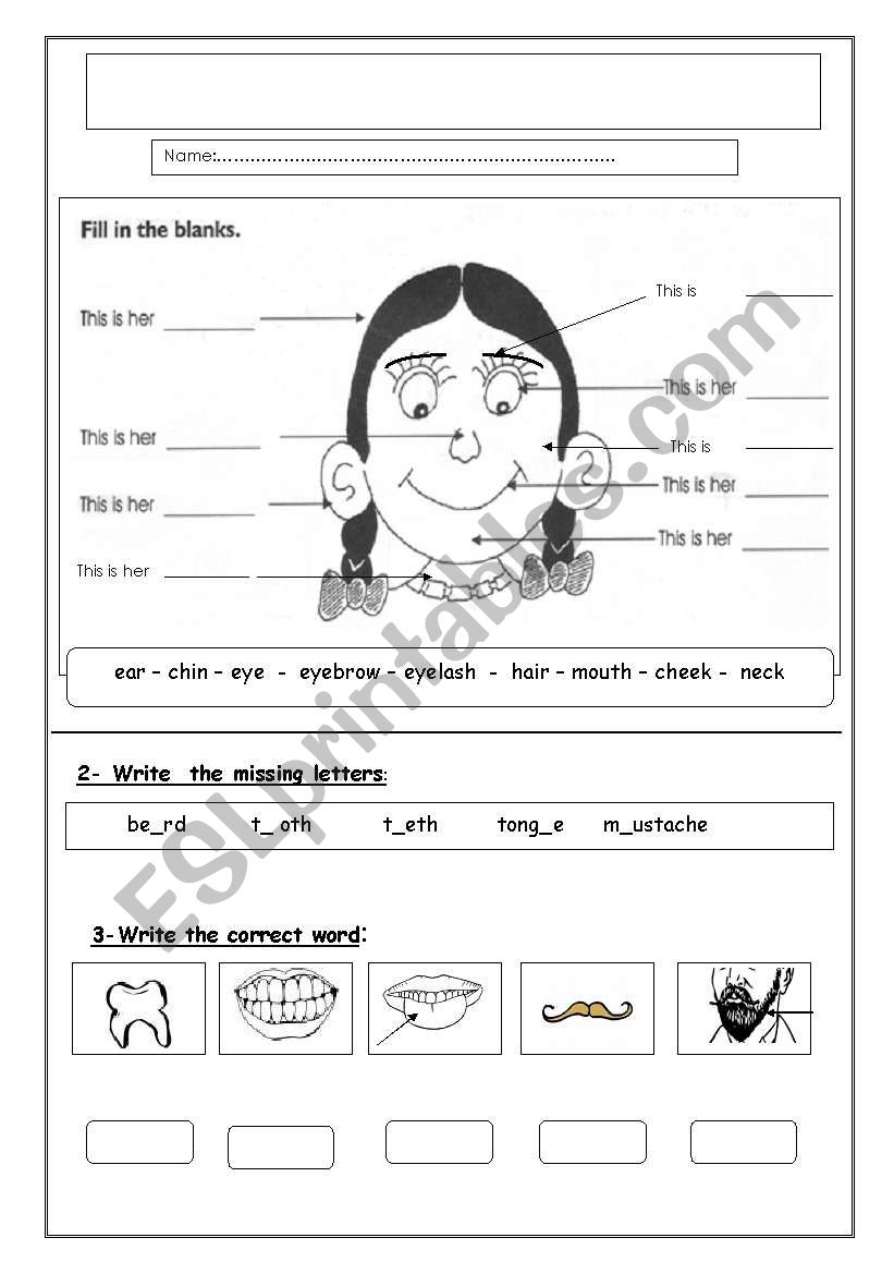 Face worksheet