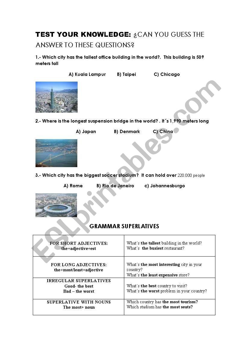 superlatives worksheet