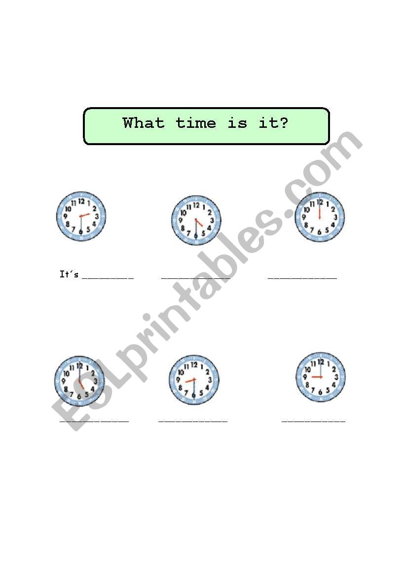 whats the time? great worksheet with clocks to review the time.