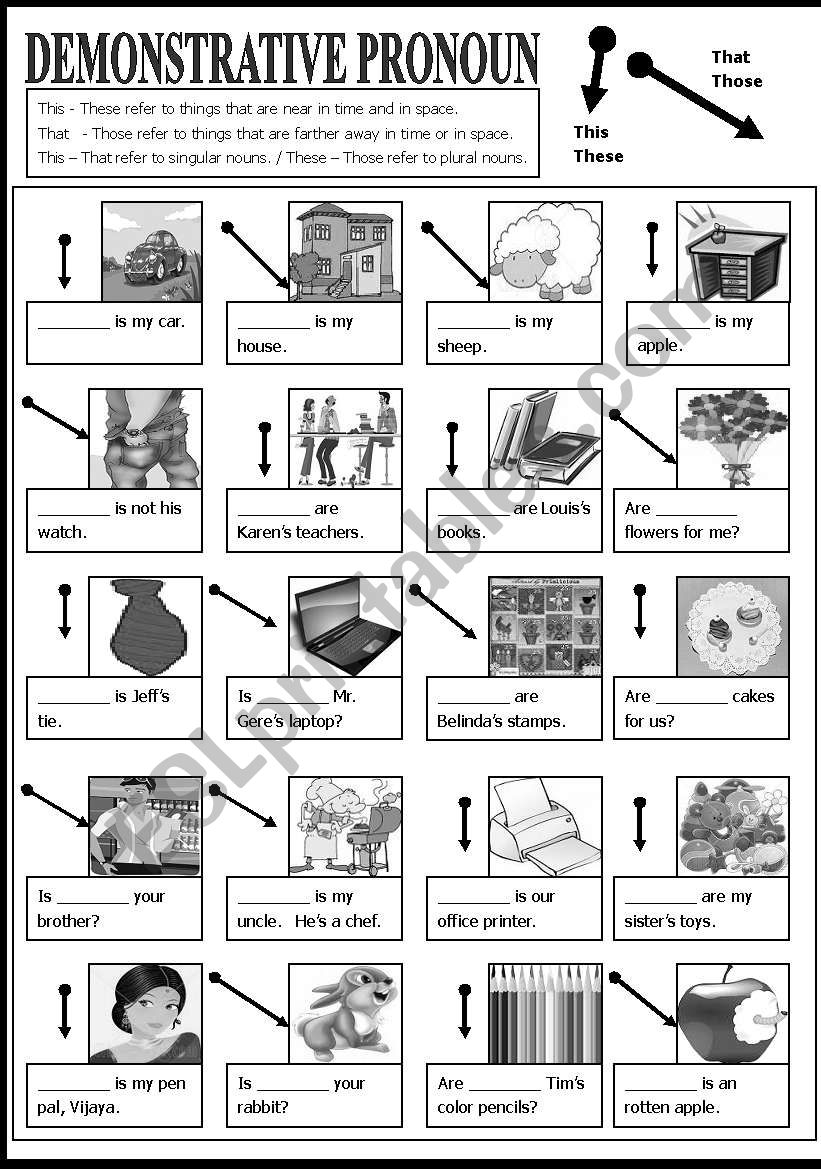 Demonstrative Pronouns worksheet