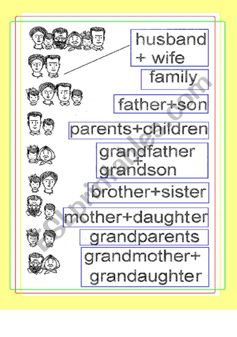 family members matching worksheet