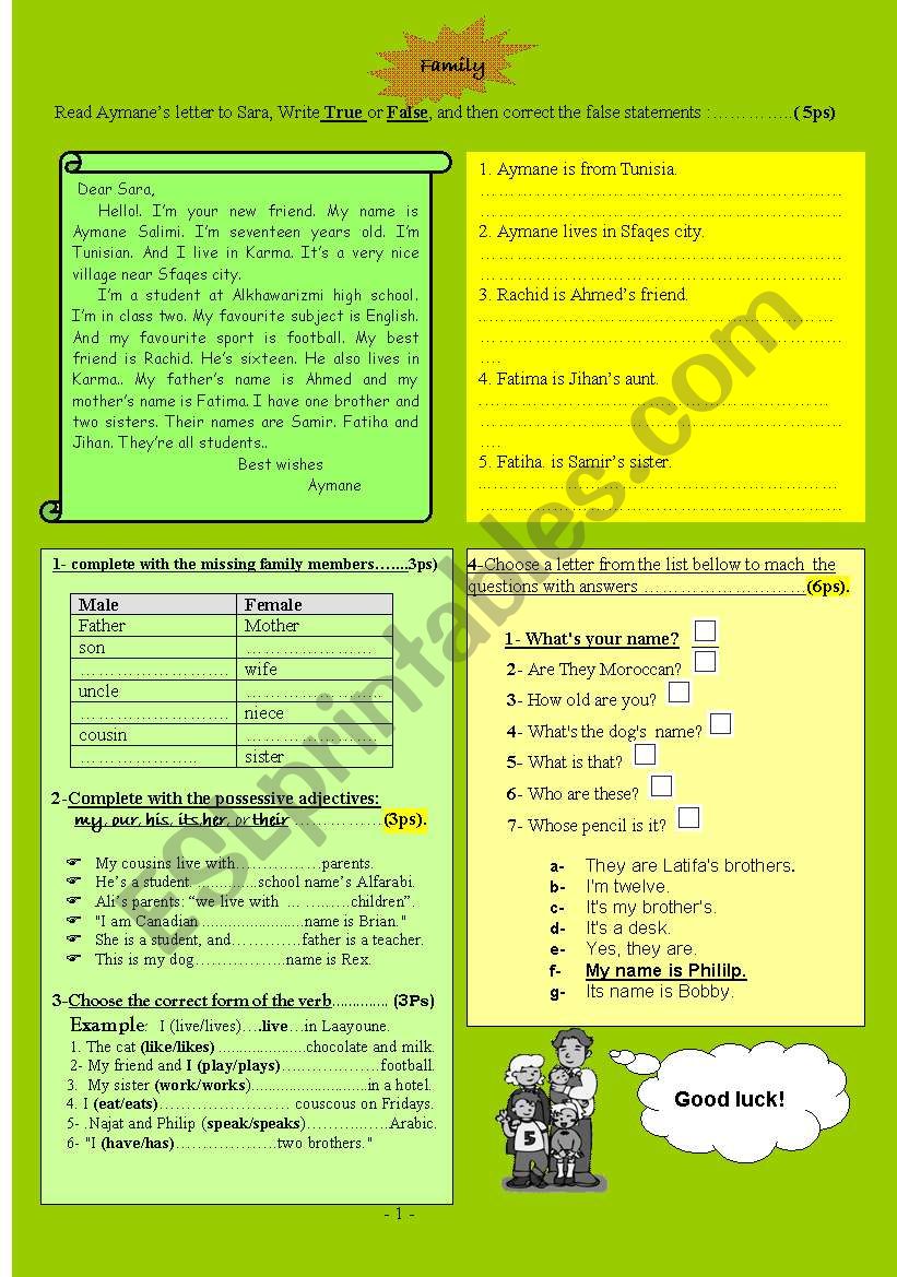 family review worksheet