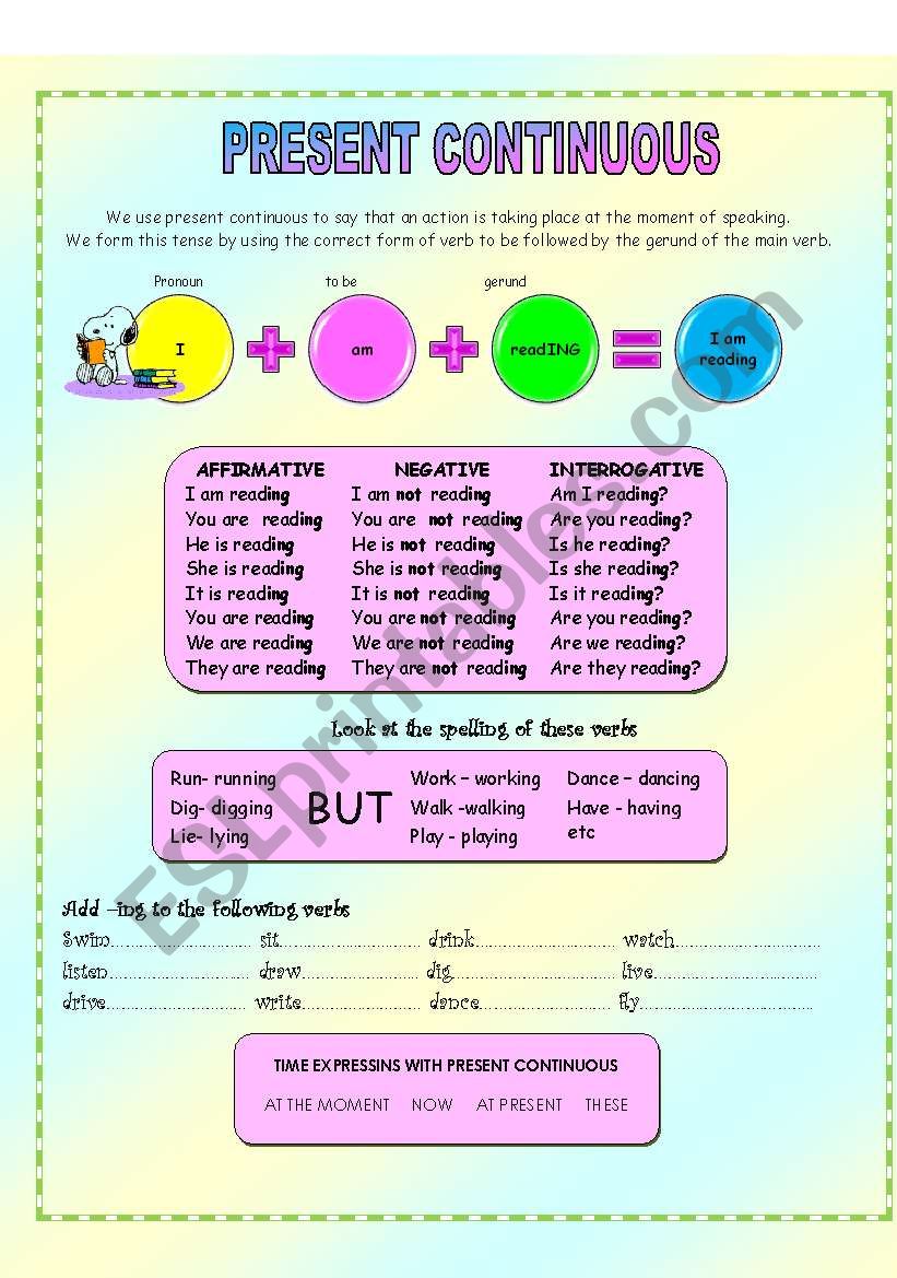 present continuous worksheet