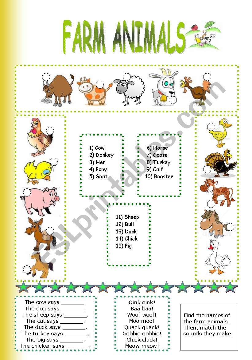 farm animals worksheet