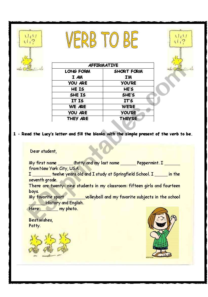 Verb to be - long and short form (affirmative form)