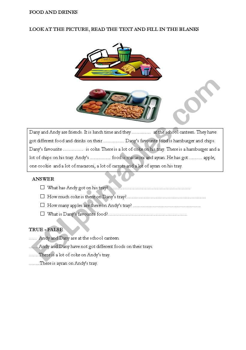 Food and Drinks worksheet