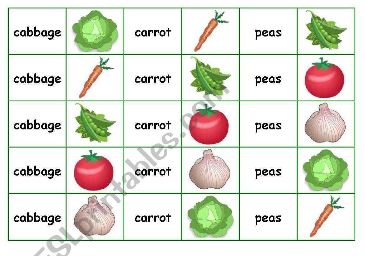 Vegetables worksheet