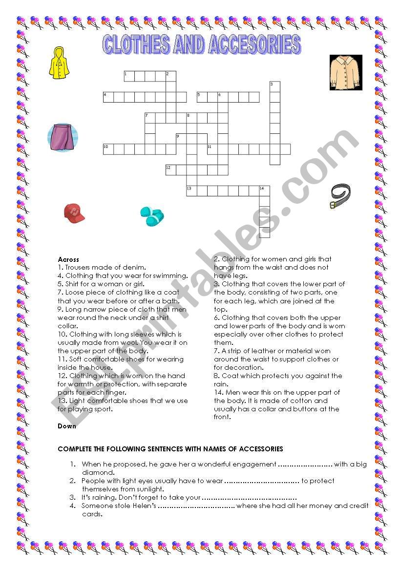 CLOTHES AND ACCESORIES worksheet
