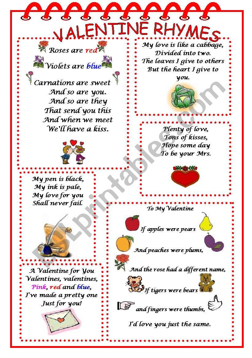 VALENTINE RHYMES worksheet