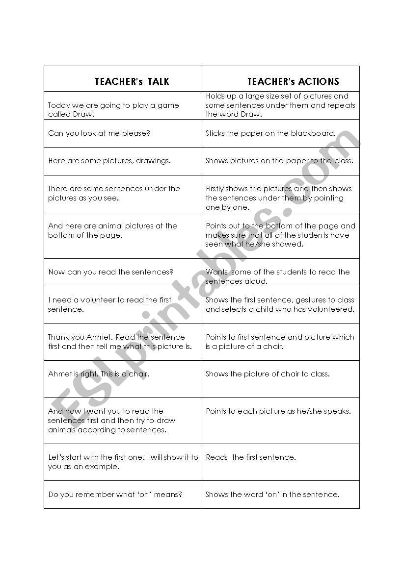 teacher talk worksheet