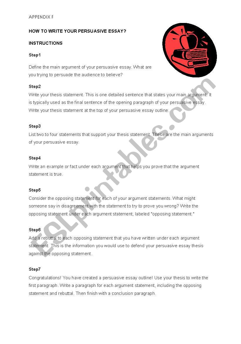 how to write persuasive essay worksheet