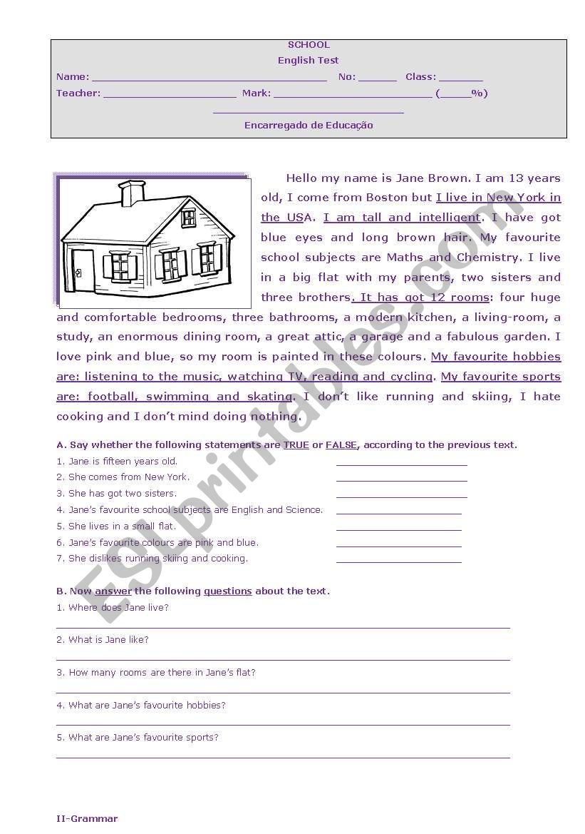 Houses and homes worksheet
