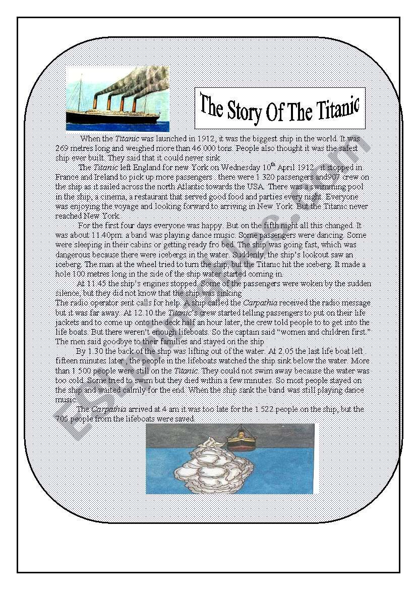 TITANIC worksheet