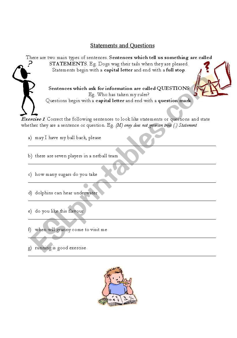 Statements and Questions worksheet