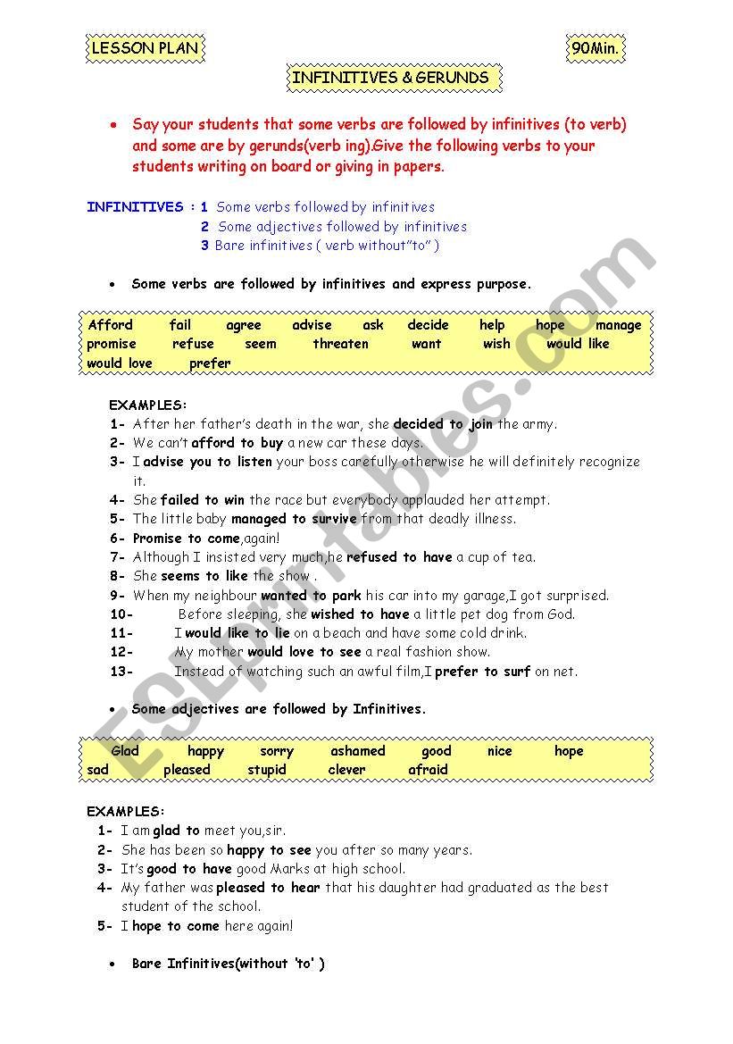  lesson plan in Gerunds&Infinitives