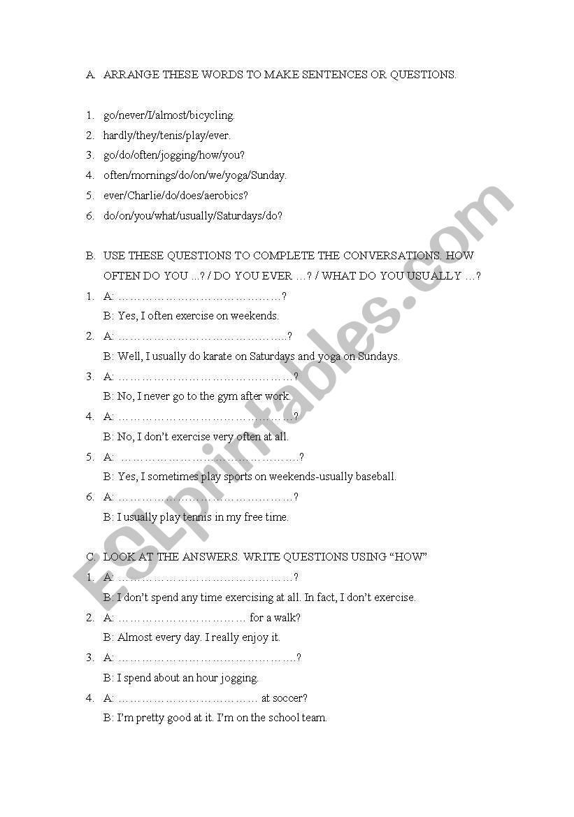 simple present questions worksheet